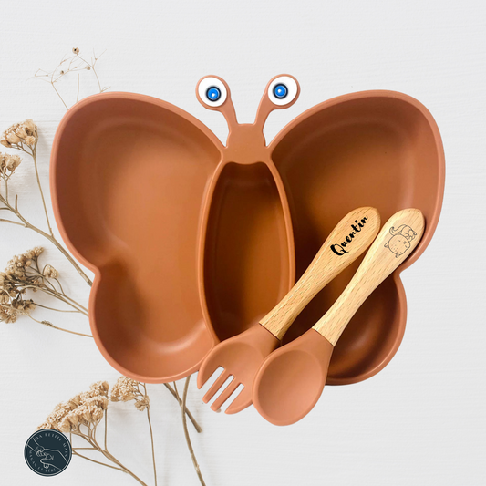 Set repas + couvert Papillon pour enfant | Personnalisable
